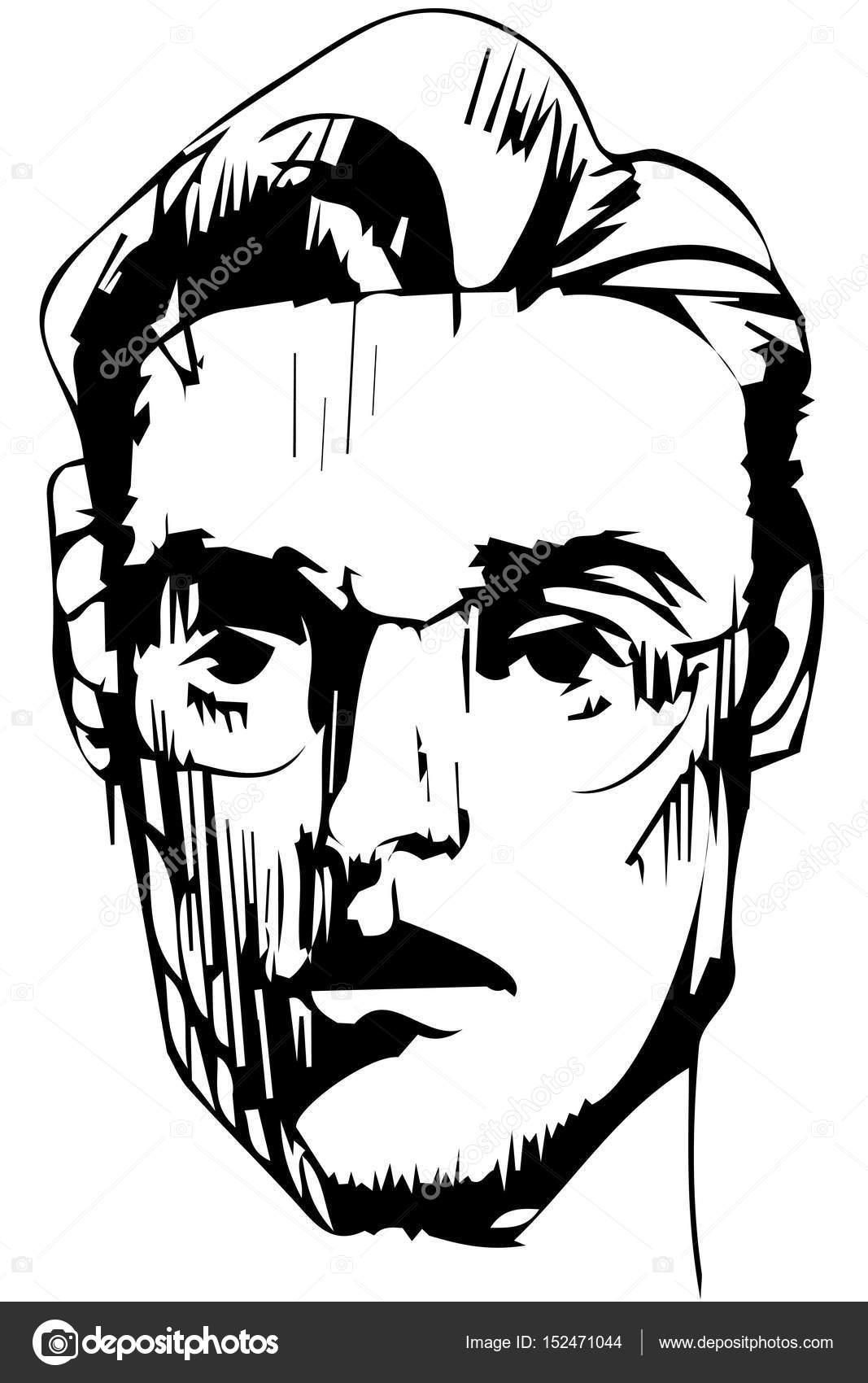 1067x1700 Vector Sketch Of A Young Guy In Glasses With Sad Eyes Stock