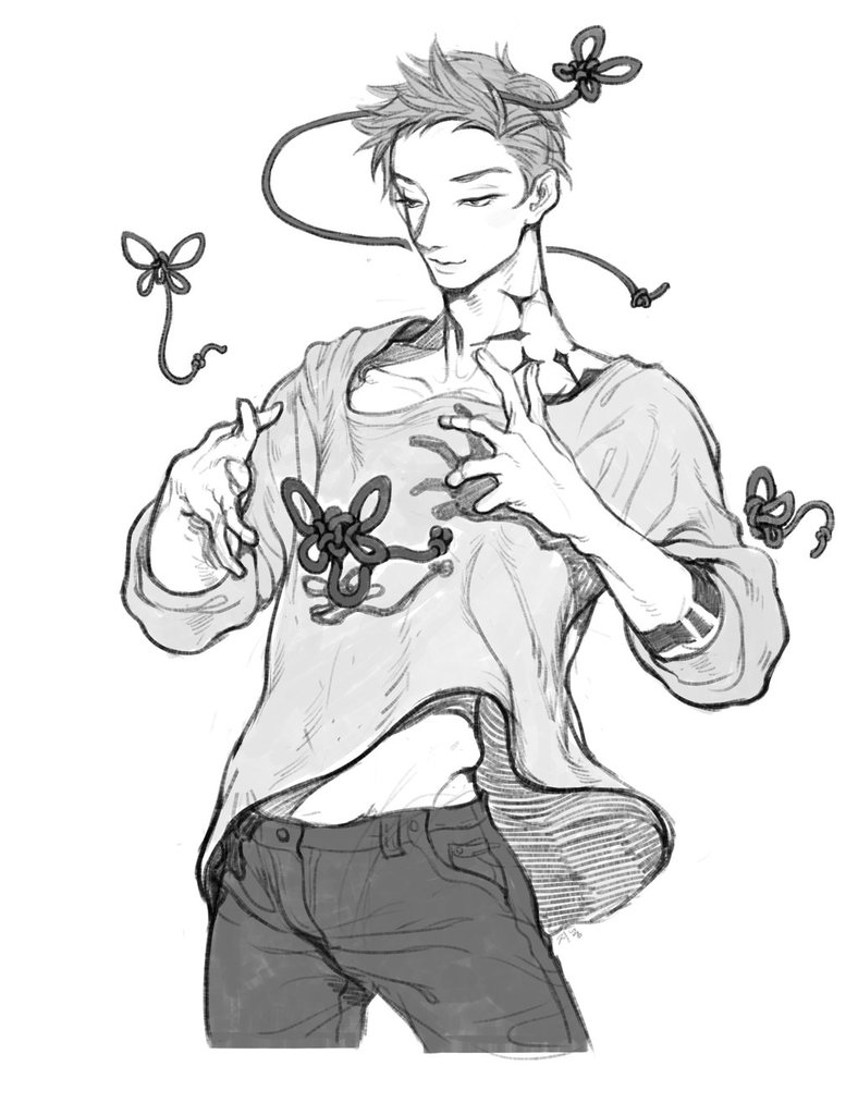 788x1013 The Guy With Tatoo And String Butterfly, Drawing, Sketches