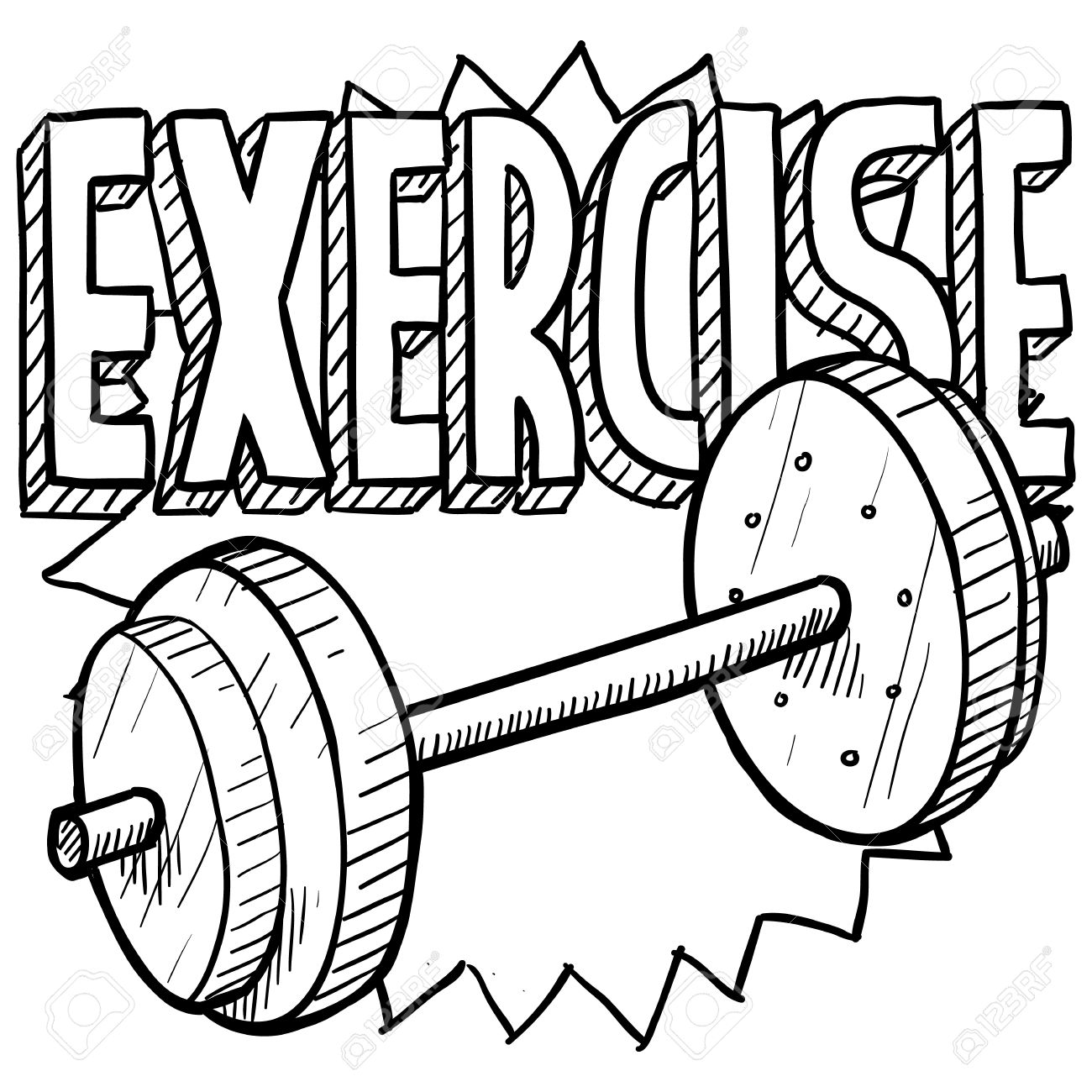 1300x1300 Doodle Style Gym Workout Or Weight Exercise Sports Illustration
