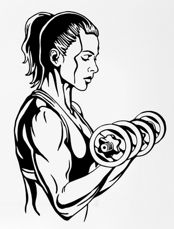 343x452 Fitness Wall Sticker Girl Woman Body Building Gym Dumbell Sport