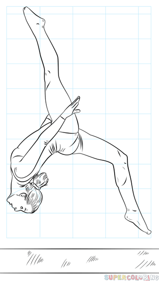 326x575 How To Draw A Gymnast On A Beam Step By Step Drawing Tutorials
