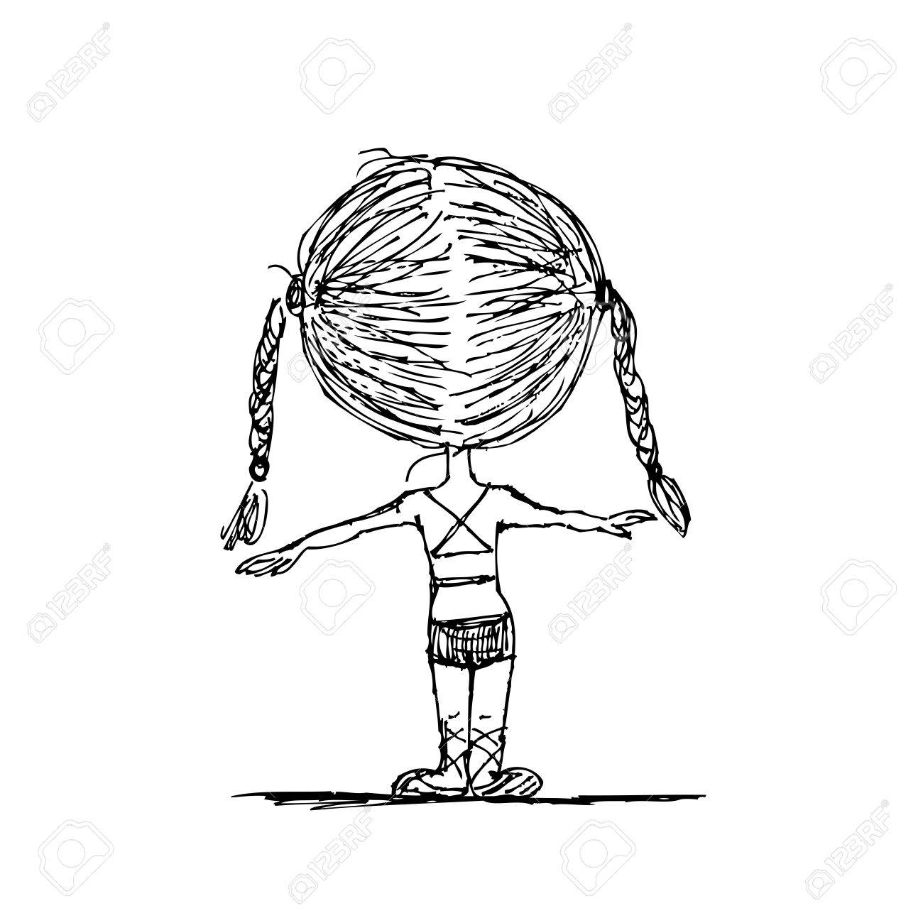 1300x1300 Girl Doing Gymnastics, Sketch For Your Design Royalty Free