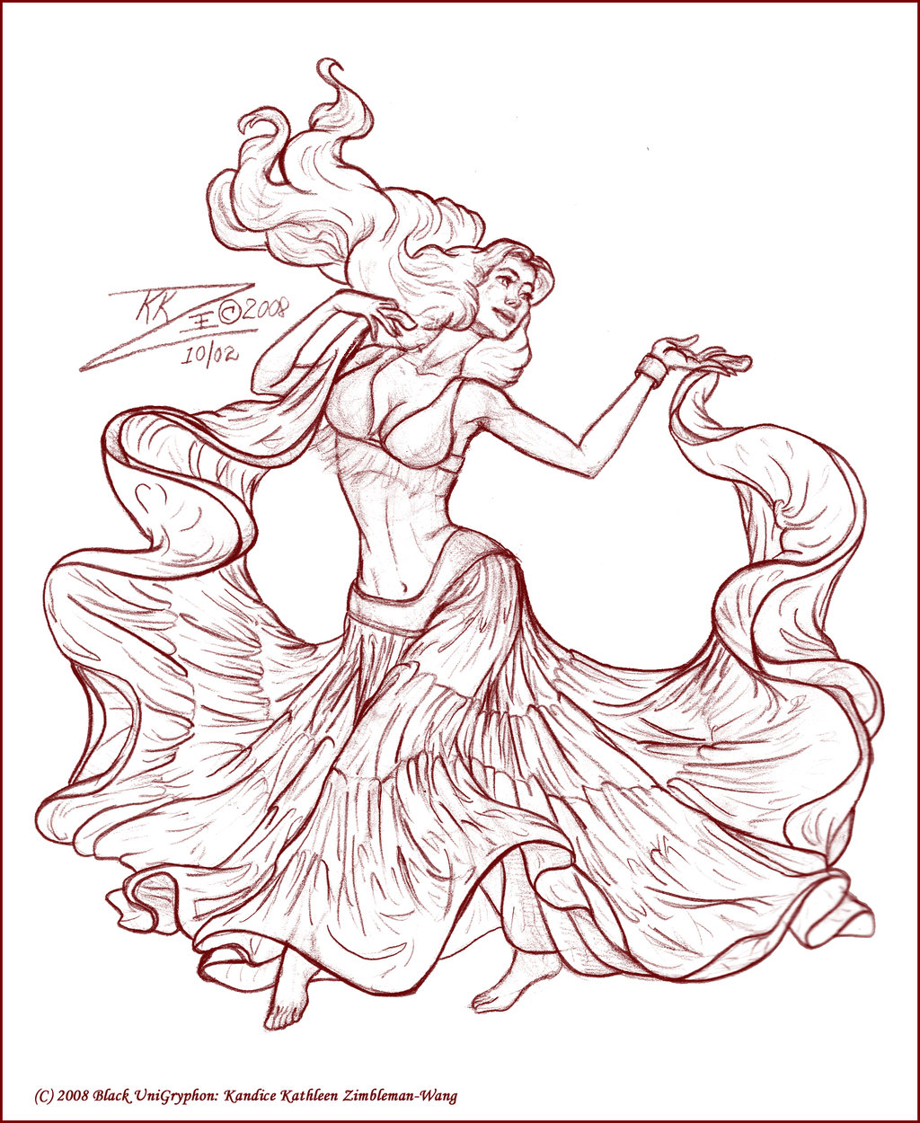 1024x1250 My Original Sketch Gypsy Skirt Belly Dancer Sketc By