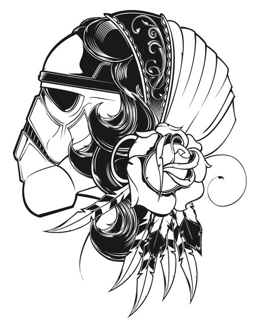 500x641 Nice Stencil Of Old School Gypsy Girl Face Tattoo