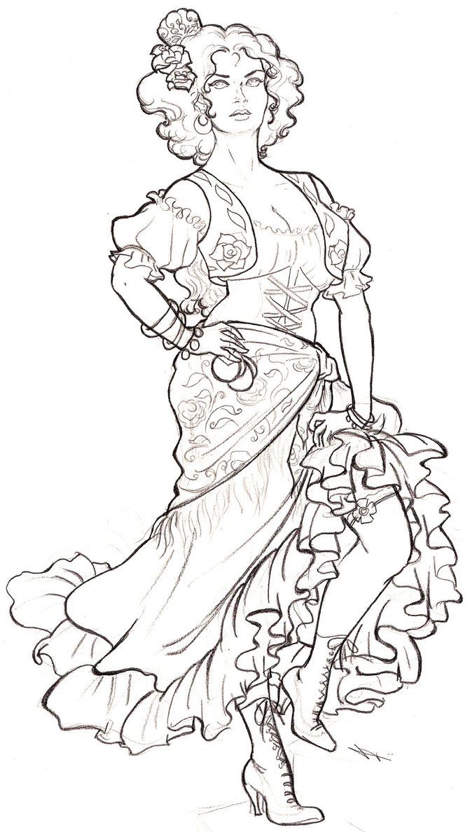 671x1188 Dancing Gypsy Free Color People Free Coloring