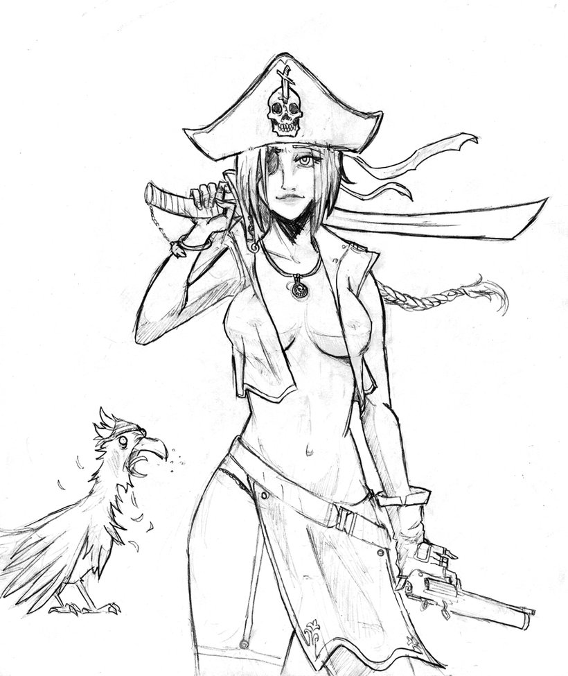 820x975 Female Pirate Drawings Female Pirate Drawings