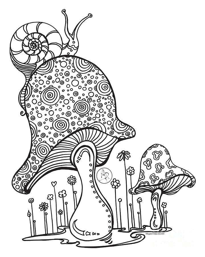 720x900 Coloring Page With Beautiful Mushroom And Snail Drawing By Megan