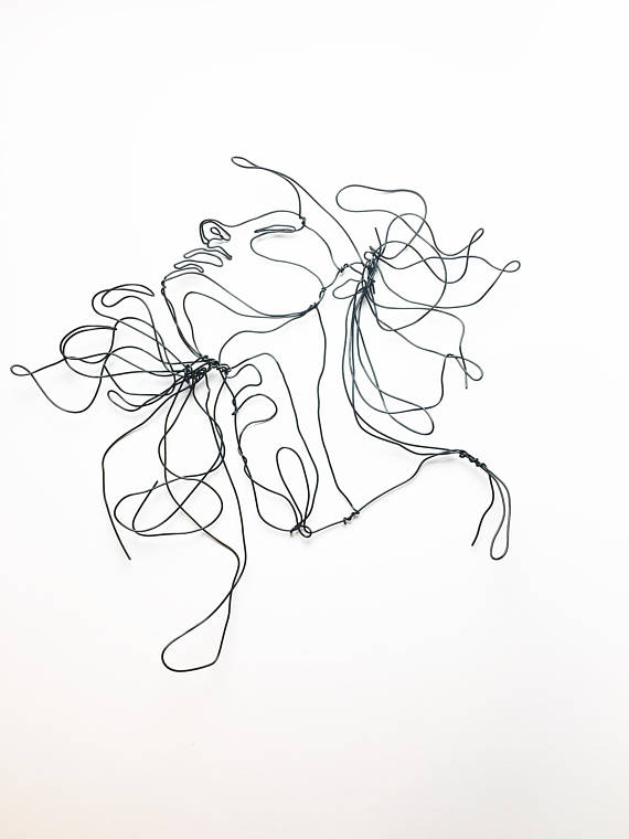 570x760 Wire Sculpture Profile Hair Blowing In The Wind Female