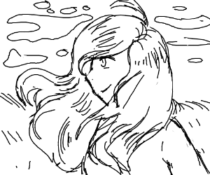 300x250 Girl In A Field With Hair Blowing In The Wind