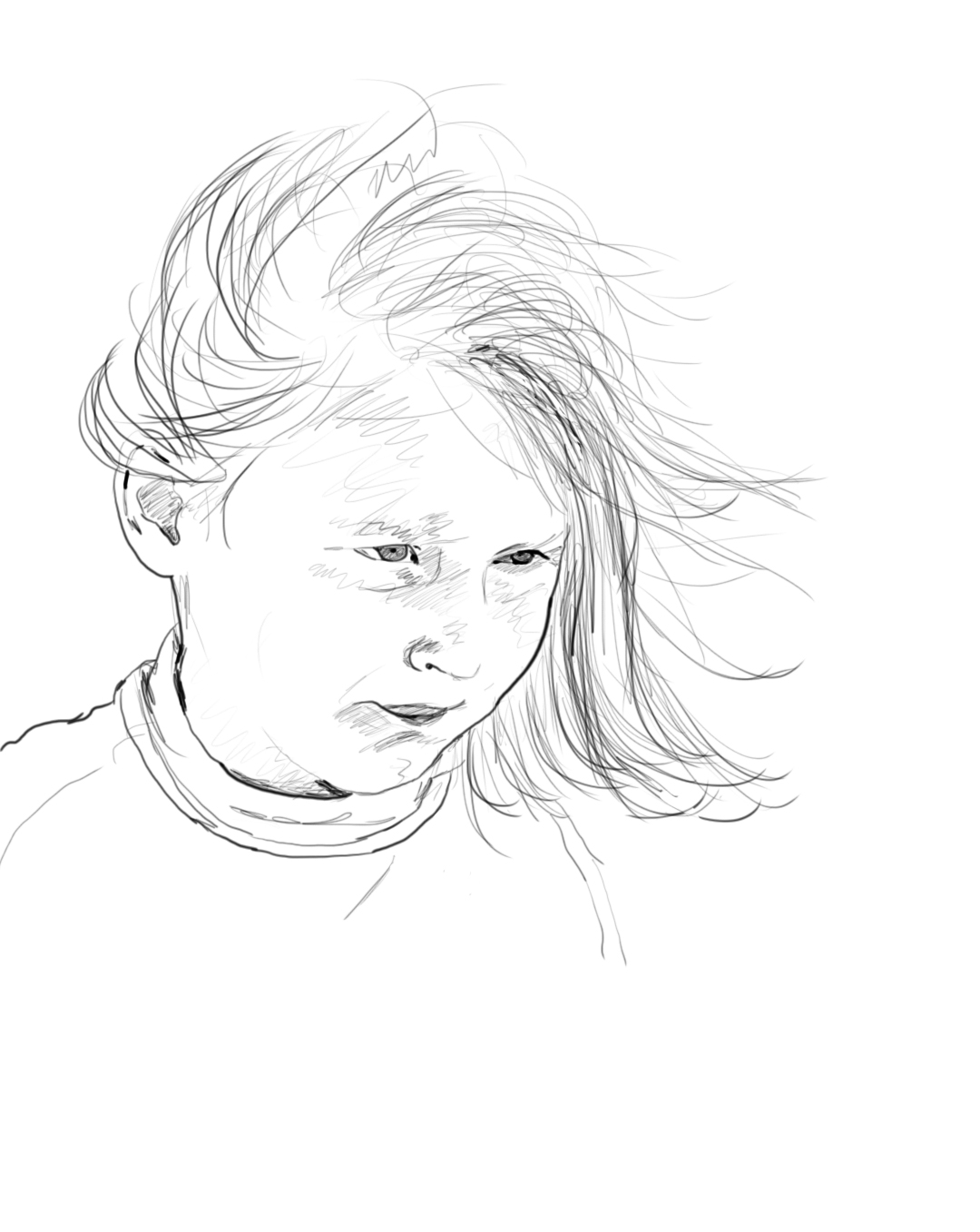 Hair Blowing In The Wind Drawing at GetDrawings | Free download