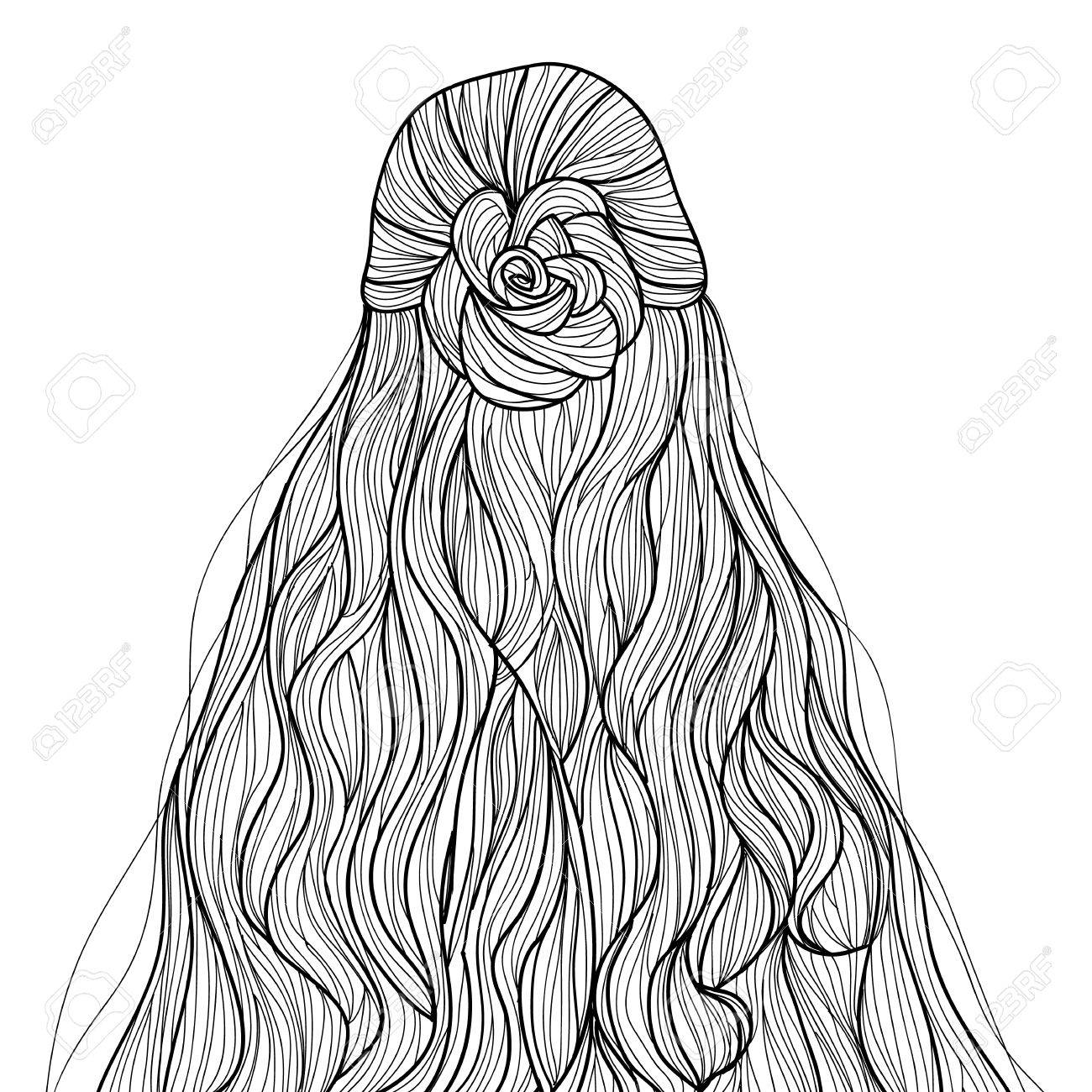1300x1300 Half Up Curly Hair With Braid Flower Hairstyle Royalty Free