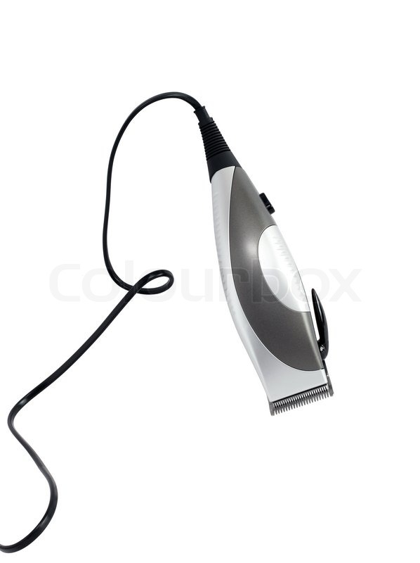 598x800 Modern Electric Hair Clipper With Cable On White Background