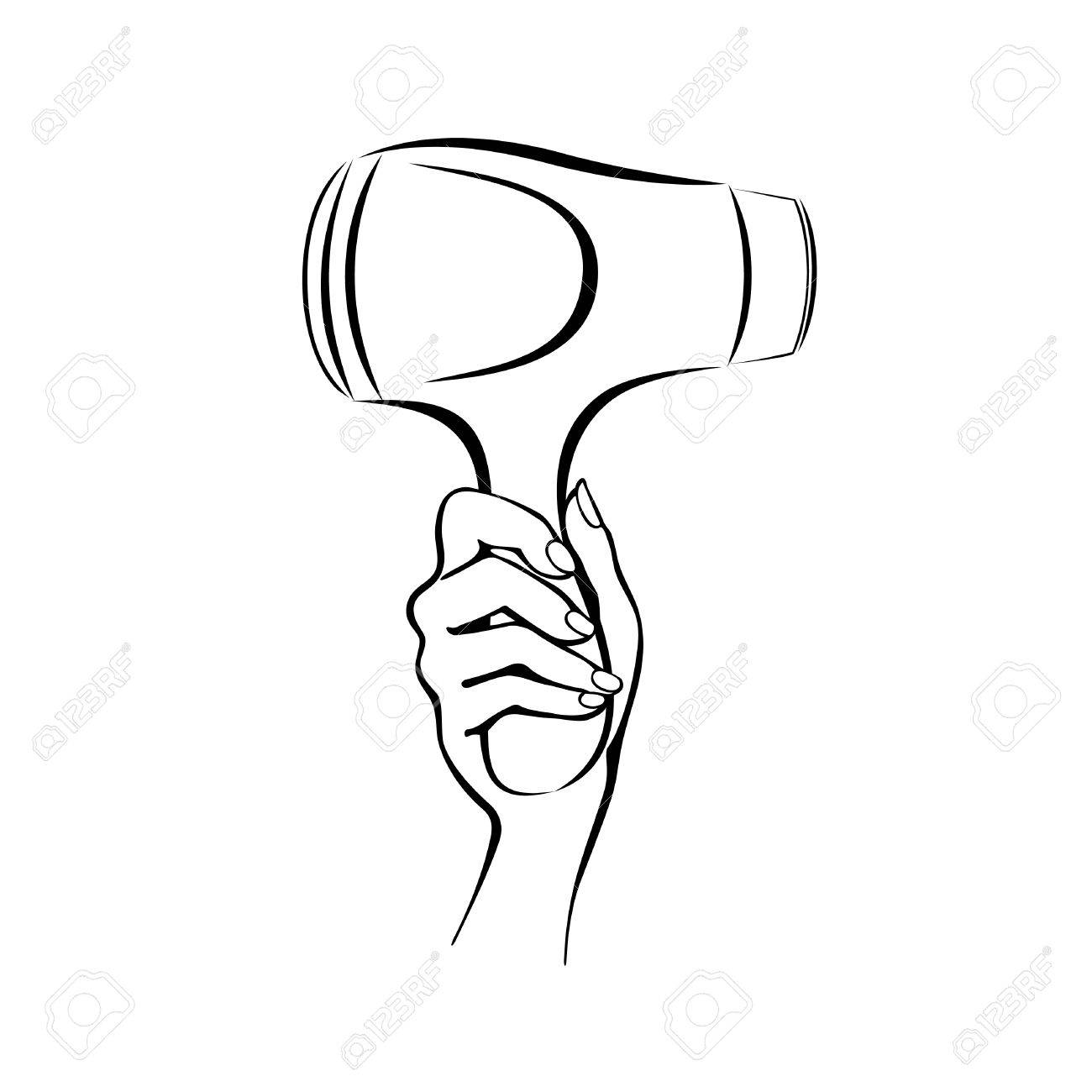 1300x1300 Vector Picture Of A Hand Holding A Hair Dryer Royalty Free