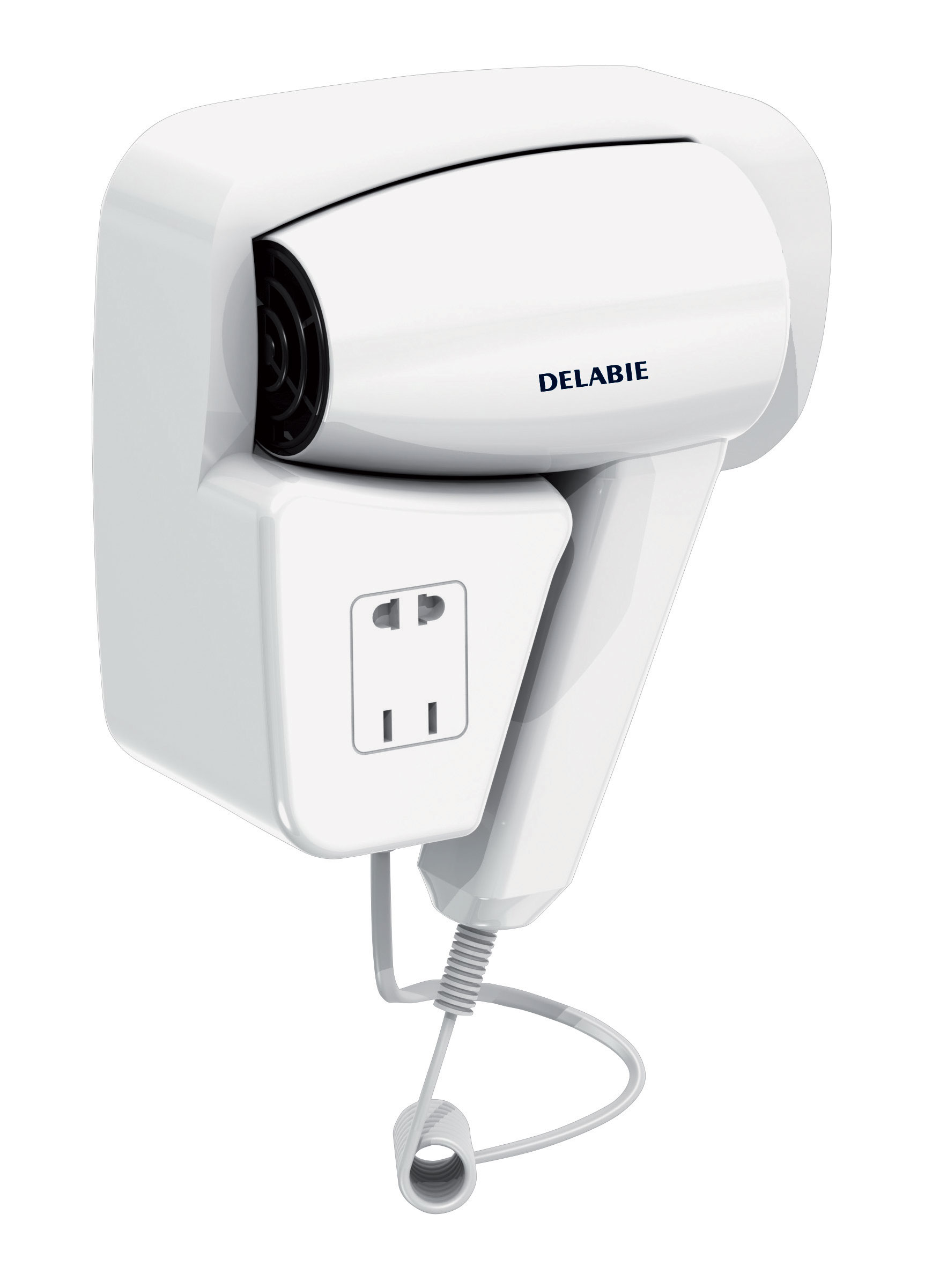1725x2401 Wall Mounted Hair Dryer With Shaver Socket In White Abs (Ref. 6624