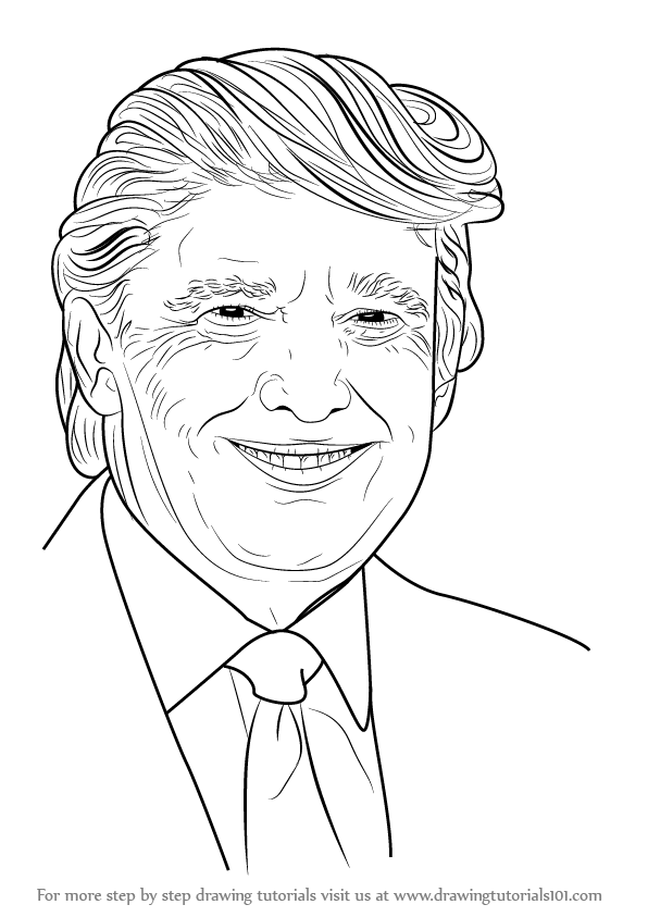 596x843 Learn How To Draw Donald Trump (Politicians) Step By Step