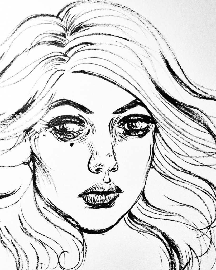 819x1024 Drawings Face With Black Pen Pen Art Drawings Face Tansy Art Wind