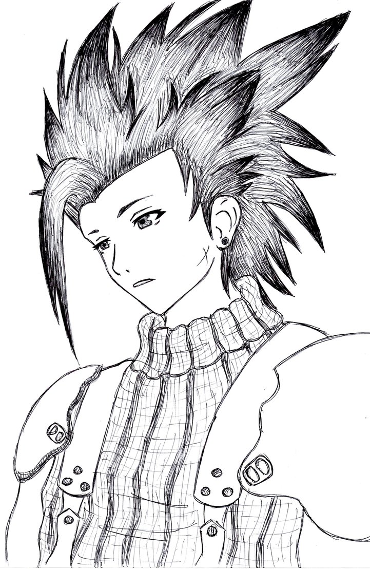 721x1108 Zack Fair Pen Drawing By Athenrilthethief