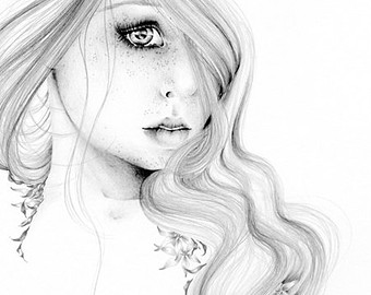 340x270 Fairy Art Pencil Drawing Giclee Print Of My Original Fairy