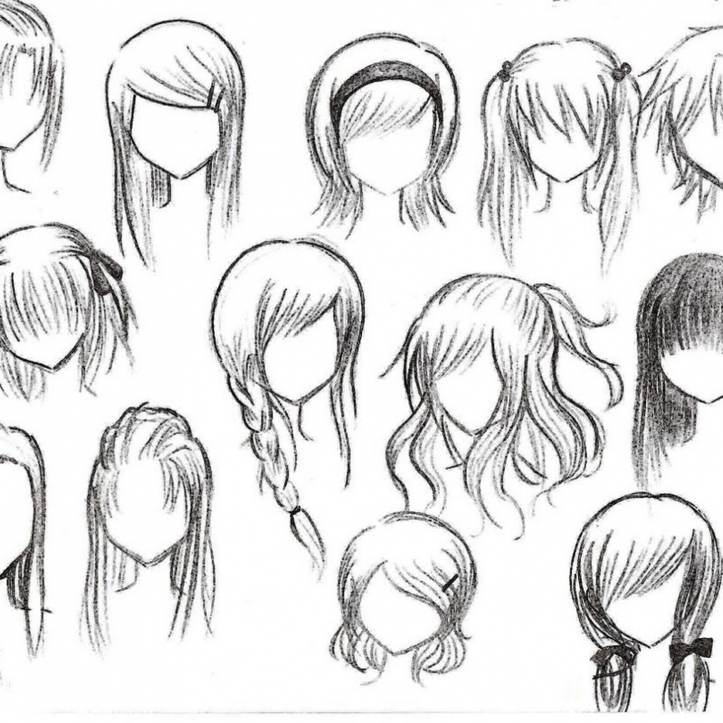 1014x1014 Hairstyles ~ Drawn Long Hair Hairstyle Pencil And In Color Drawn