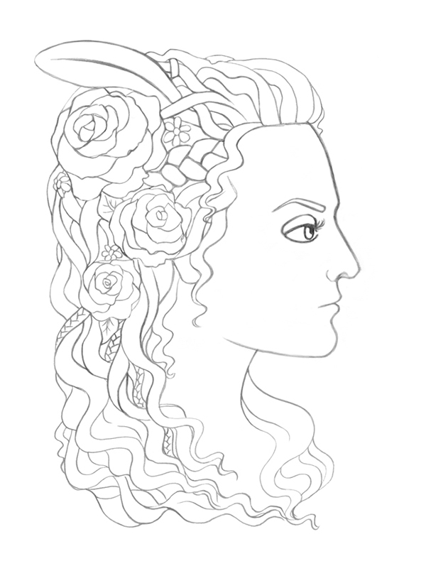 600x797 How To Create A Medieval Style Female Profile With Ink And Pencils