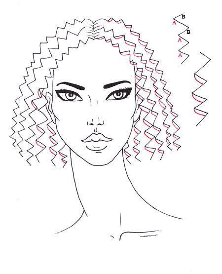 450x555 How To Draw Curly Hair I Draw Fashion