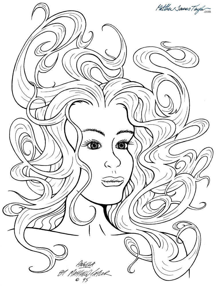 754x1000 Angela Hair Felt Tip Pen Illustration