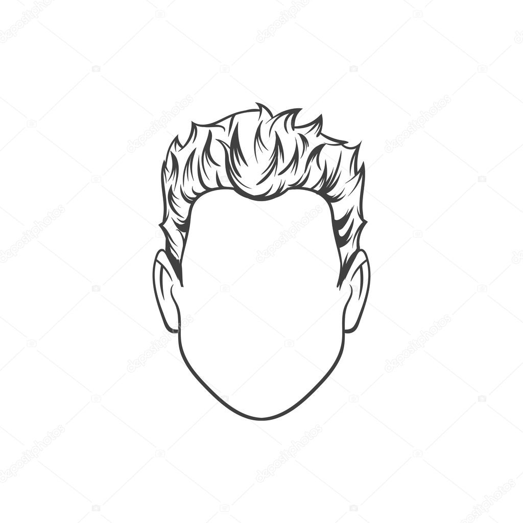 1024x1024 Man Haircut. Hand Drawn Vector Illustration. Mans Hairstyle