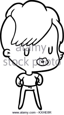 262x470 Cartoon Girl With Punk Hipster Haircut Stock Vector Art