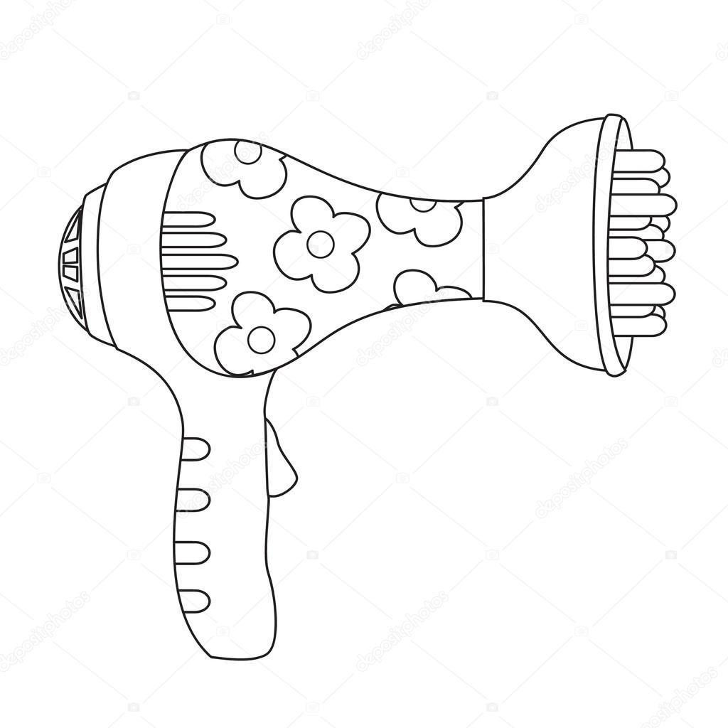 1024x1024 Outlined Toy Hair Dryer Stock Vector Arnica83
