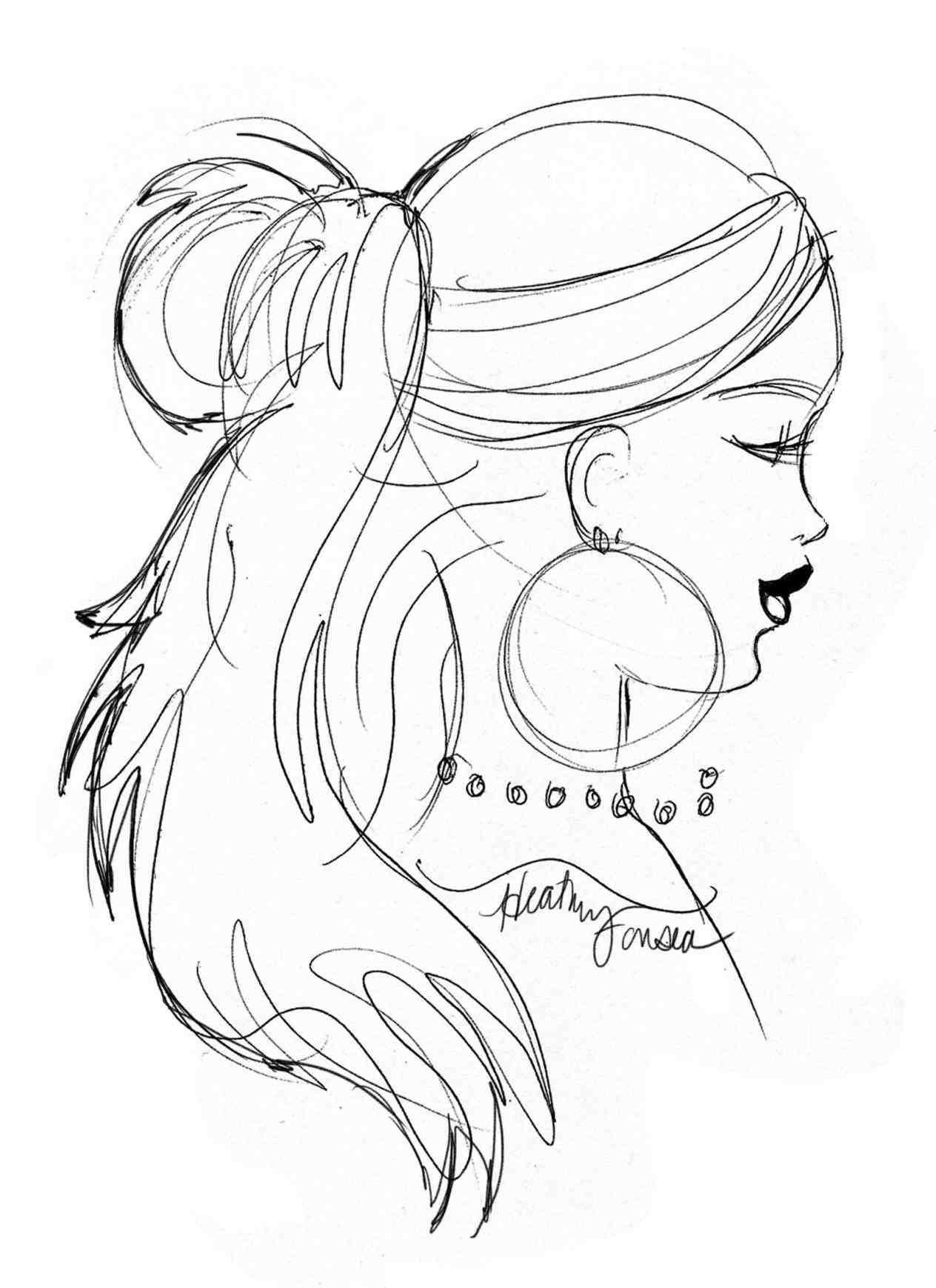 1264x1738 Female Hairstyles Drawing The Big River