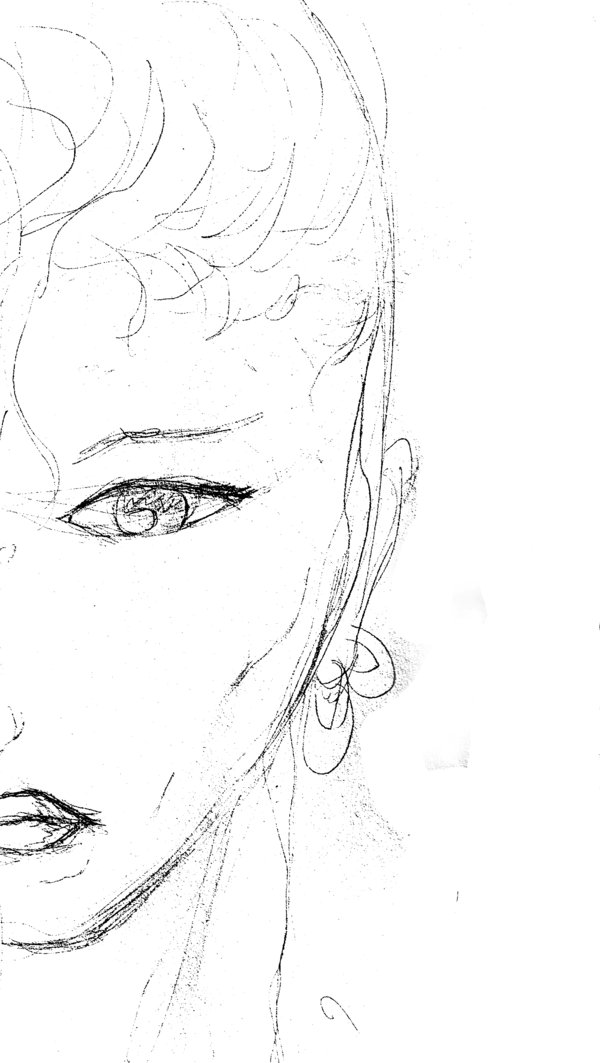 600x1063 Half Woman Face Sketch By Sigmakata