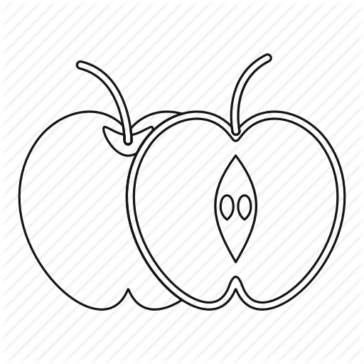 512x512 Apple, Food, Fruit, Half, Line, Object Healthy, Outline Icon