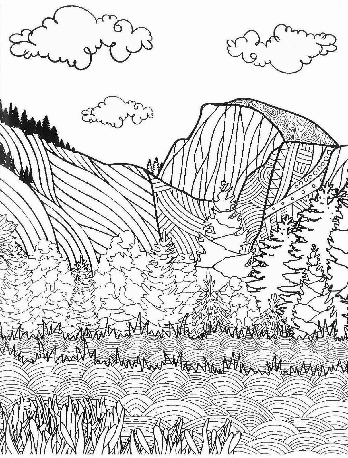 1213x1597 Half Dome Yosemite National Park Coloring Pages Cathedral Rocks
