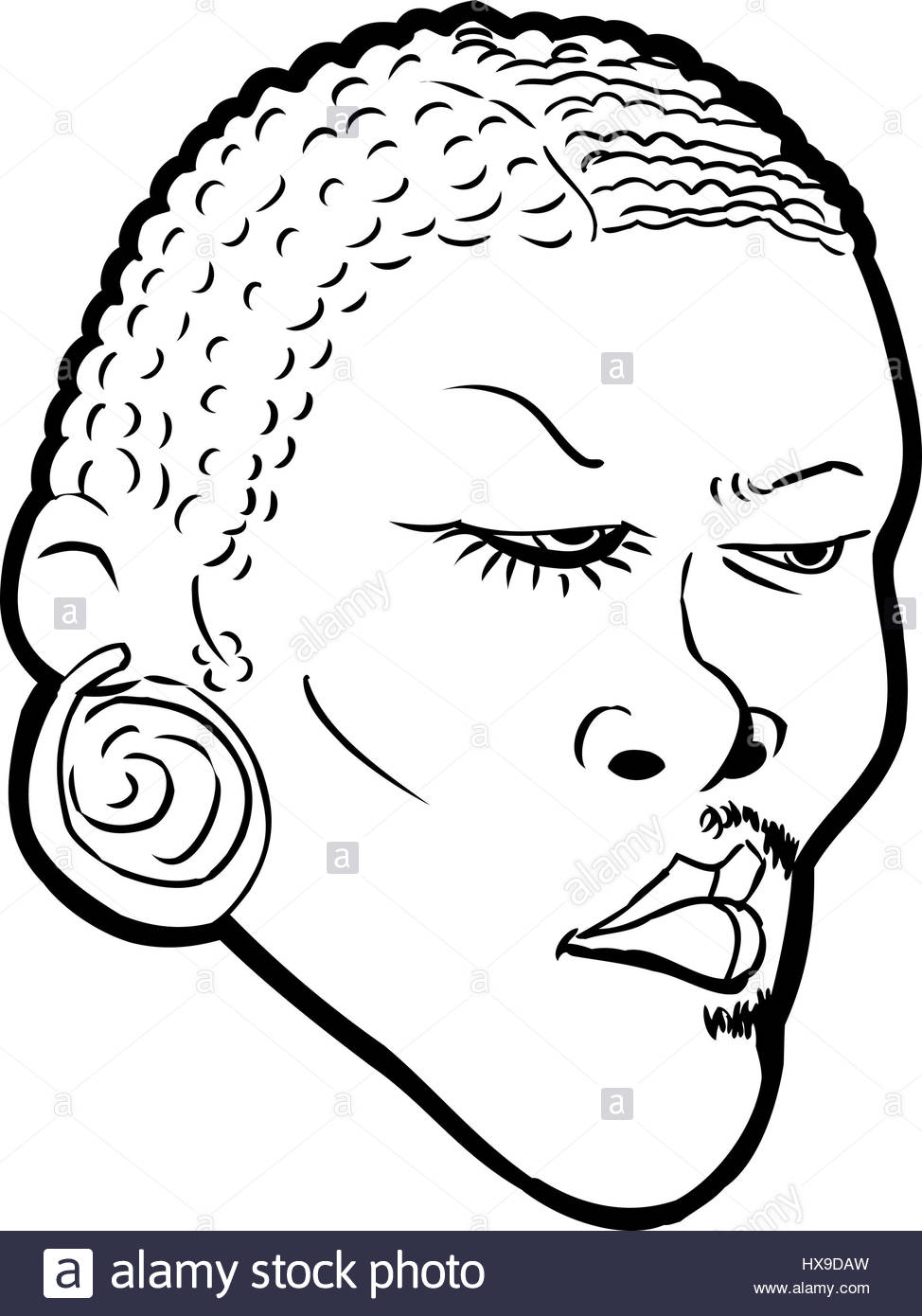 974x1390 Cartoon Outlined Face Of Black Man With Half Face In Makeup Over