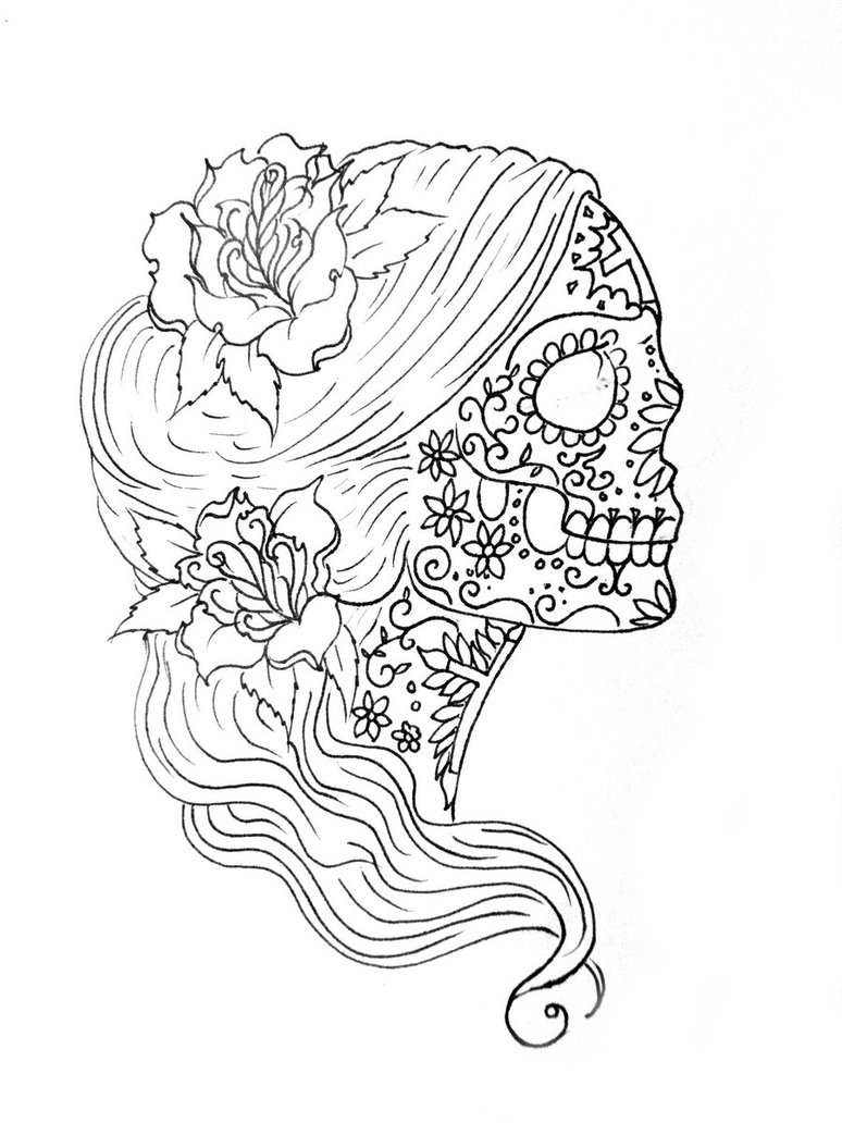 774x1032 Coloring Simple Sugar Skull Drawing Sugar Skull Coloring Pages
