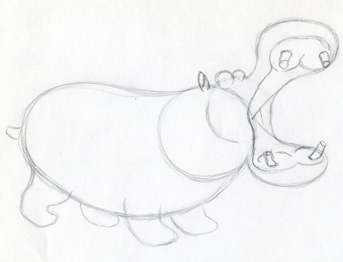 700x535 Let's Draw Cartoon Hippo.