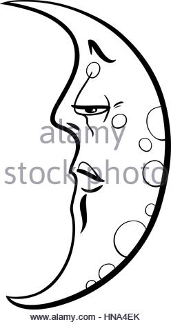 248x470 Coloring Book Illustration With Half Moon And Stars In The Night