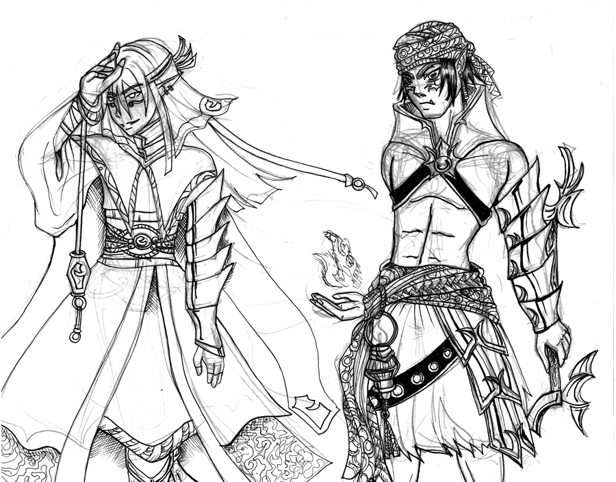 900x704 A Half Drow And A Half Orc By Faighta