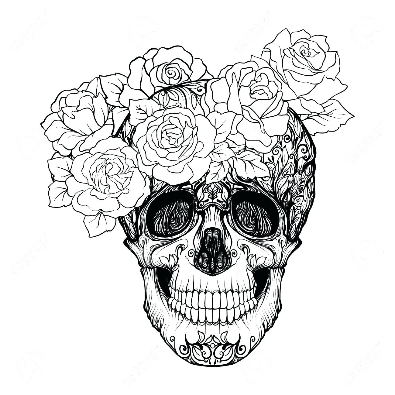 1300x1300 Sugar Skull Girl Outline Template Drawing Sugar Skull Outline