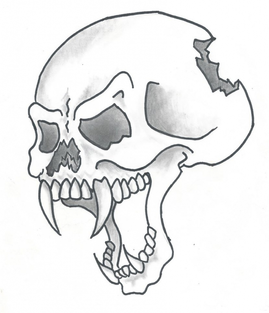 880x1024 Cool Drawing Of Skulls Cool Simple Drawings Skulls Cartoon Style