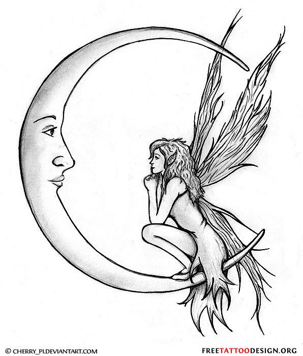 596x700 Collection Of Evil Grey Ink Moon Tattoo Design