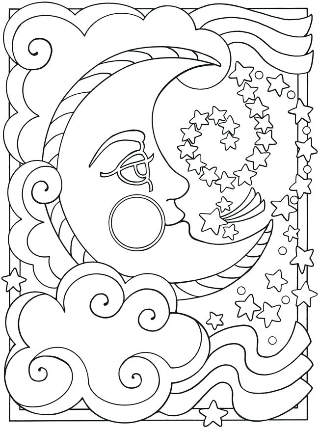 650x874 Coloring Page Pages Sun And Moon Drawing G