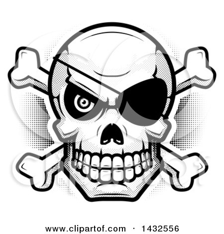 450x470 Clipart Of A Halftone Pirate Skull And Crossbones Over A Blank