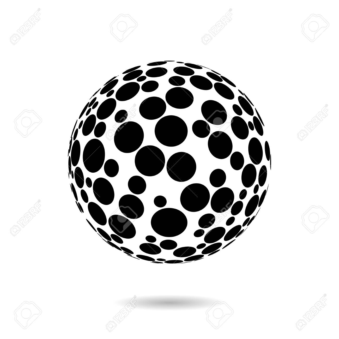 1300x1300 Abstract Globe Dotted Sphere, 3d Halftone Effect Vector Background