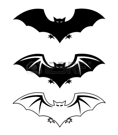 394x450 Bats Silhouettes Halloween Vector Illustration Royalty Free