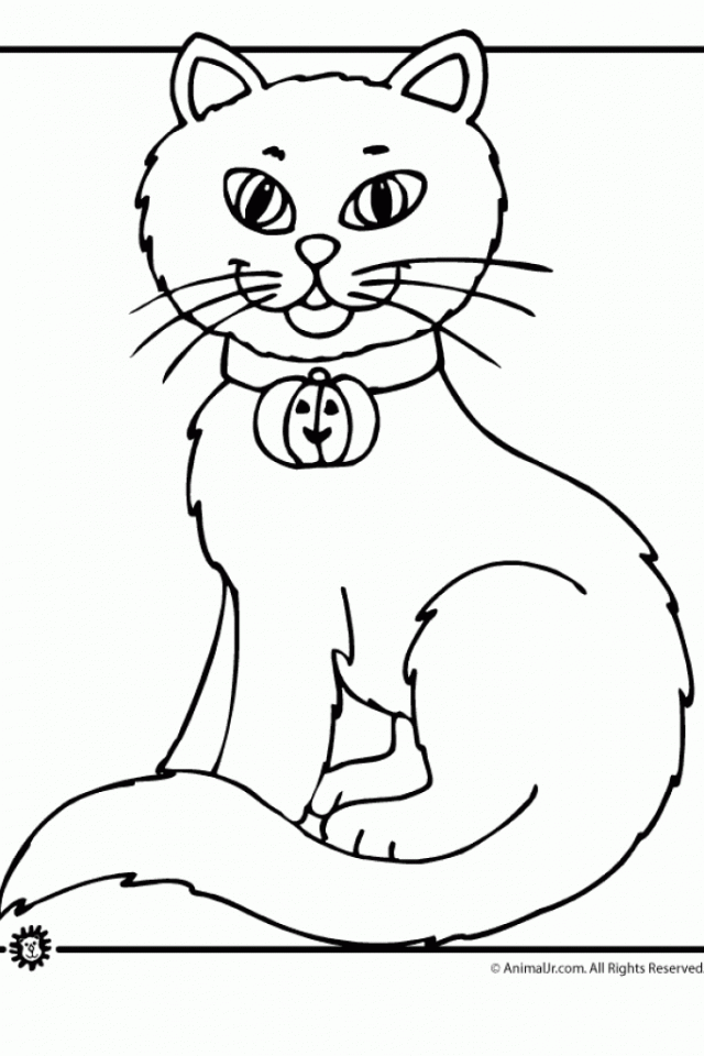 640x960 Halloween Black Cat Coloring Pages