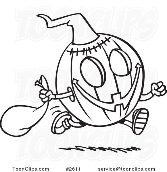 581x600 Cartoon Black And White Line Drawing Of A Running Halloween