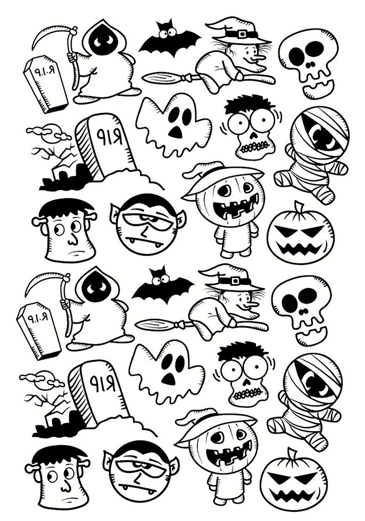 1200x1714 Halloween Doodle Characters Halloween