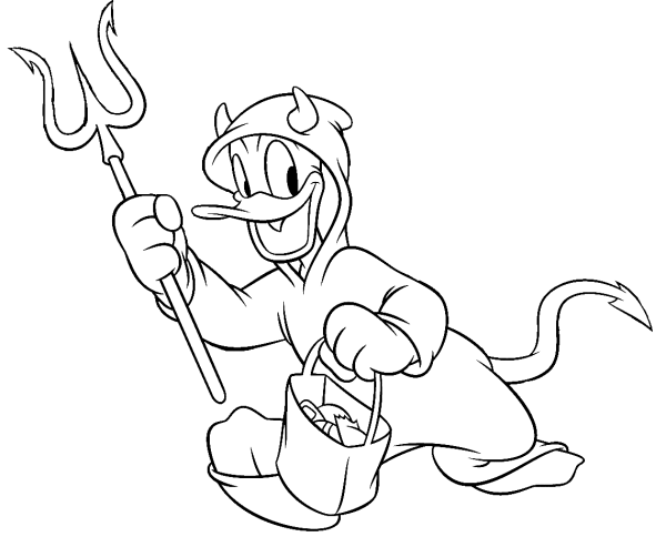 600x493 Disney Donald Devil Halloween Costume Coloring Pages