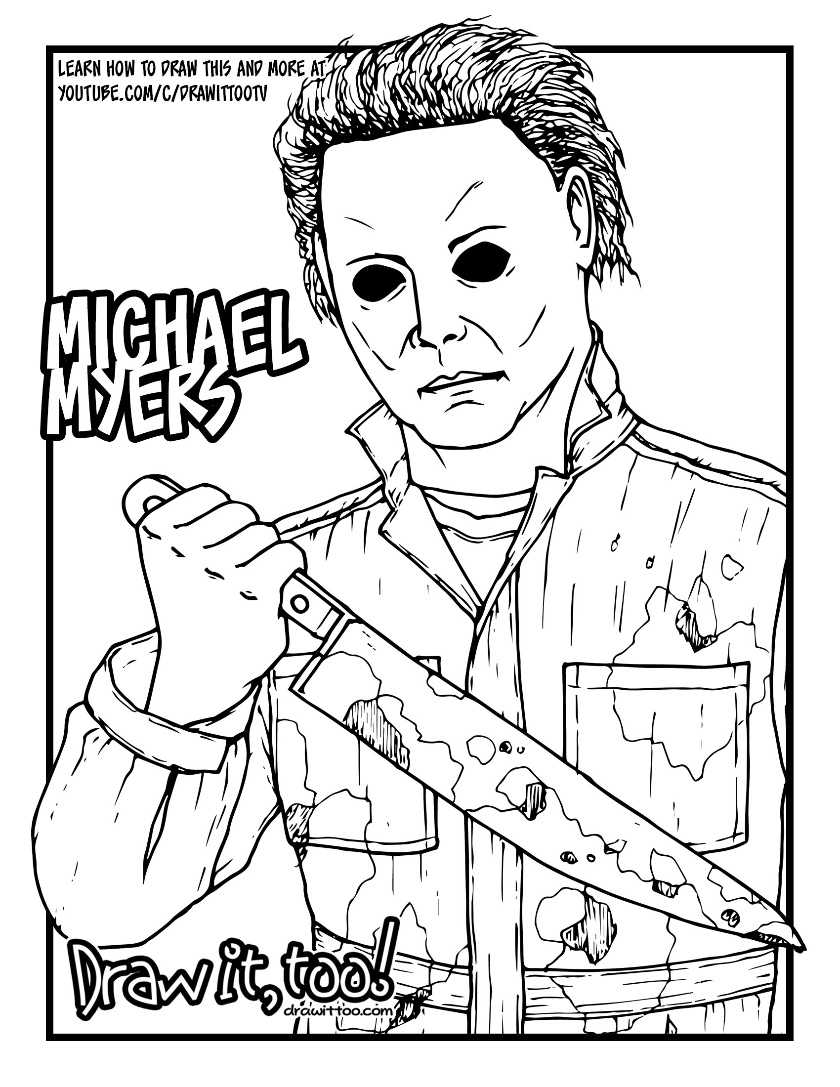 1700x2200 How To Draw Michael Myers (Halloween) Drawing Tutorial
